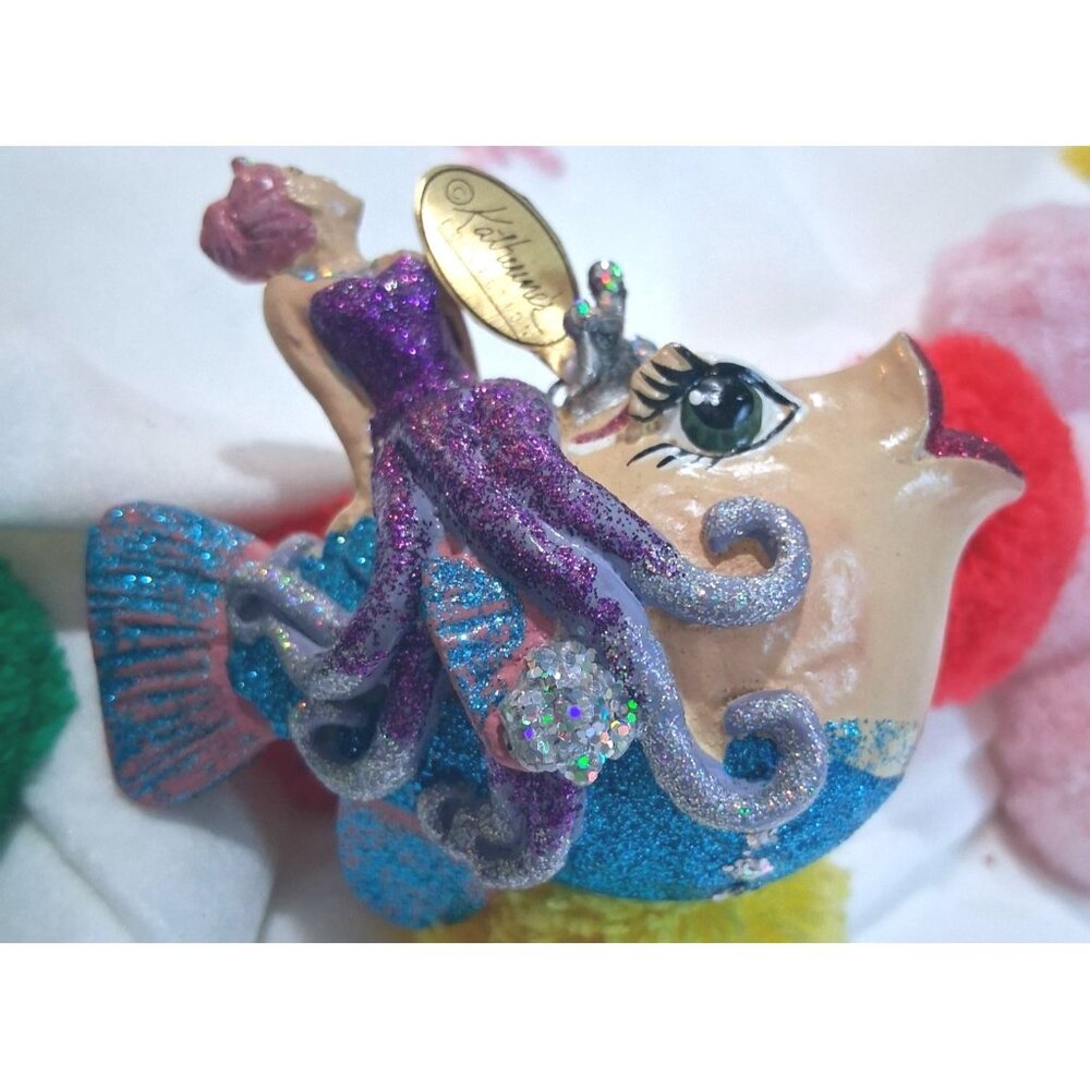 Kathrines Collection Mermaid Riding Glitter Fish Figurine Decor Hand-Painted Spa
